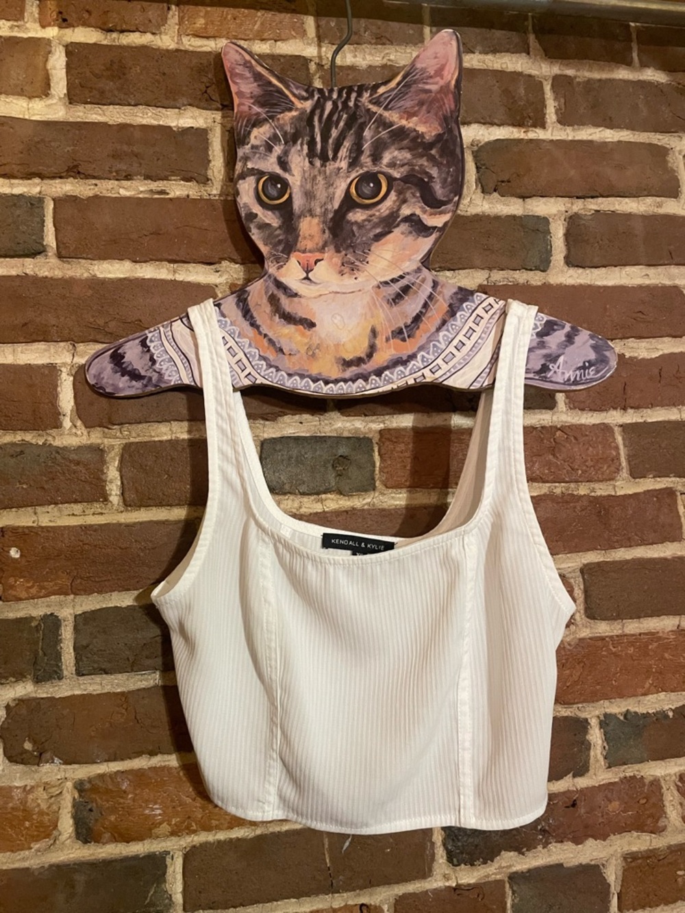 Kendall & Kylie White Ribbed Scoop neck Tank Top size XS